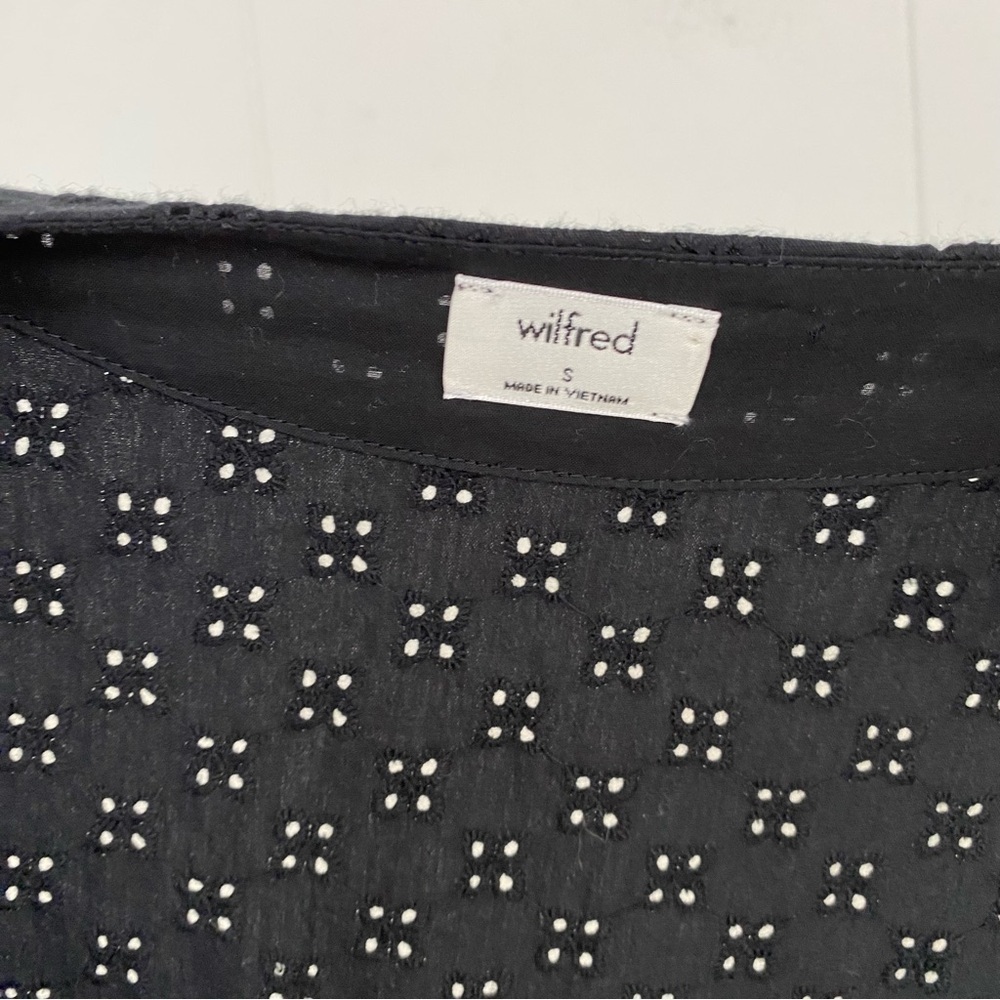 Wilfred Aritzia Womens Black V Neck Misha Dress Small Eyelet Lace Mini /Babydoll - Picture 12 of 16